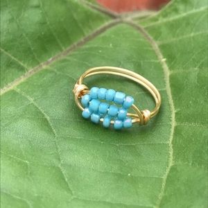 Turquoise and gold worry ring /fidget ring